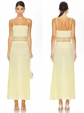 Tularosa Yokine Midi Dress in Light Baby Yellow Size Medium NEW! With tags!